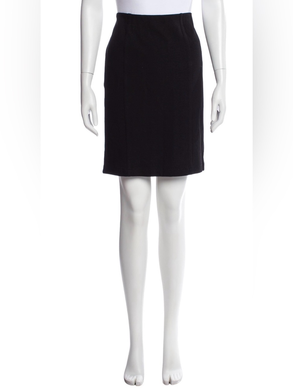 Vince Black Tailored Pencil Skirt with Leather Trim